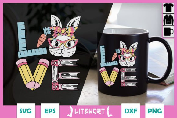Love Easter Bunny Teacher Rabbit SVG for Crafts & Graphics