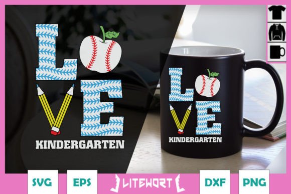 Love Kindergarten Teacher Baseball SVG for Crafts and Graphics