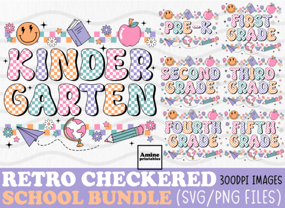 Retro Checkered School Bundle: Graphics for Crafts
