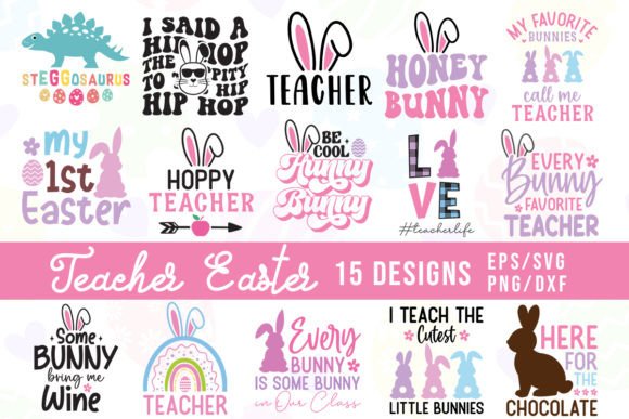 Retro Teacher Easter Graphics for Crafts & Design