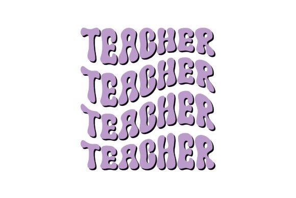 Retro Wavy Teacher Graphics for Crafts & Branding
